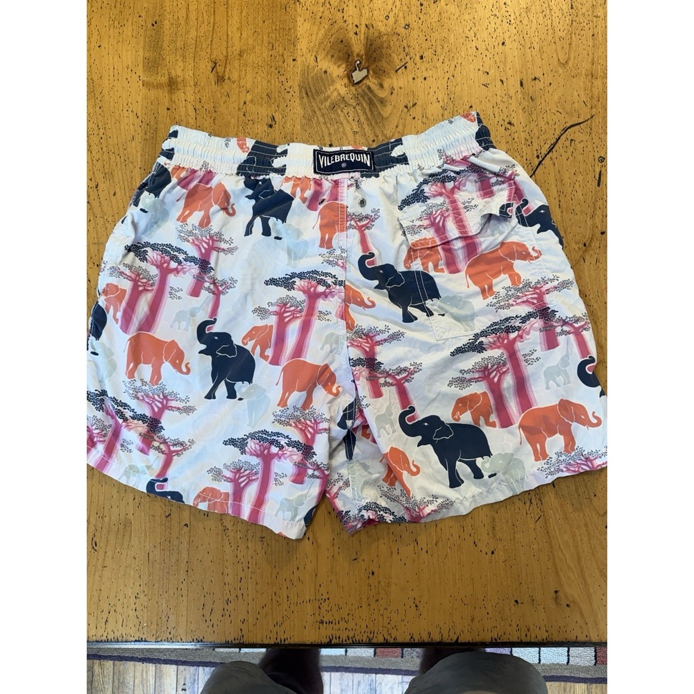 Vilebrequin Swim Trunks Mens XL Elephant Africa Orange Waist Summer Preppy Style
